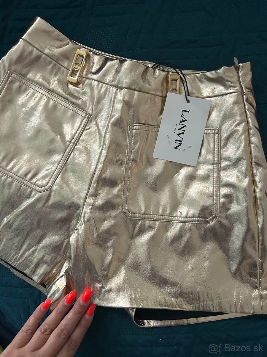 Lanvin zlaté krátke nohavice