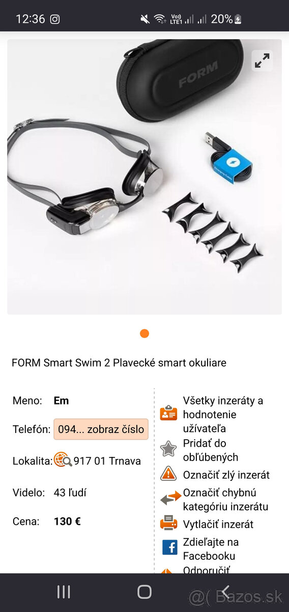 FORM Smart Swim 2 Plavecké smart okuliare