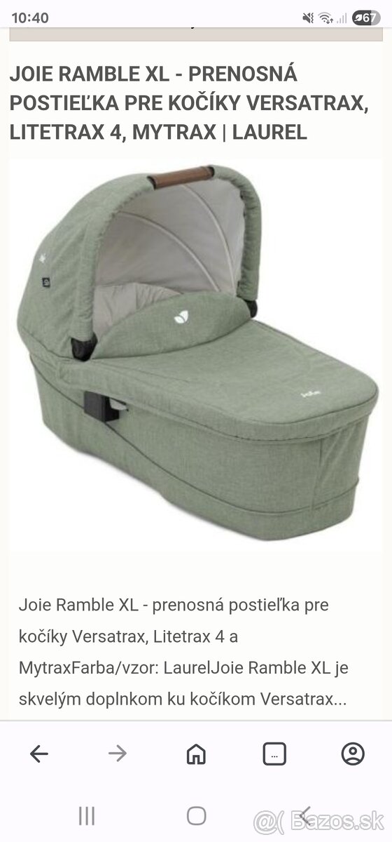JOIE RAMBLE XL vanicka do kocika