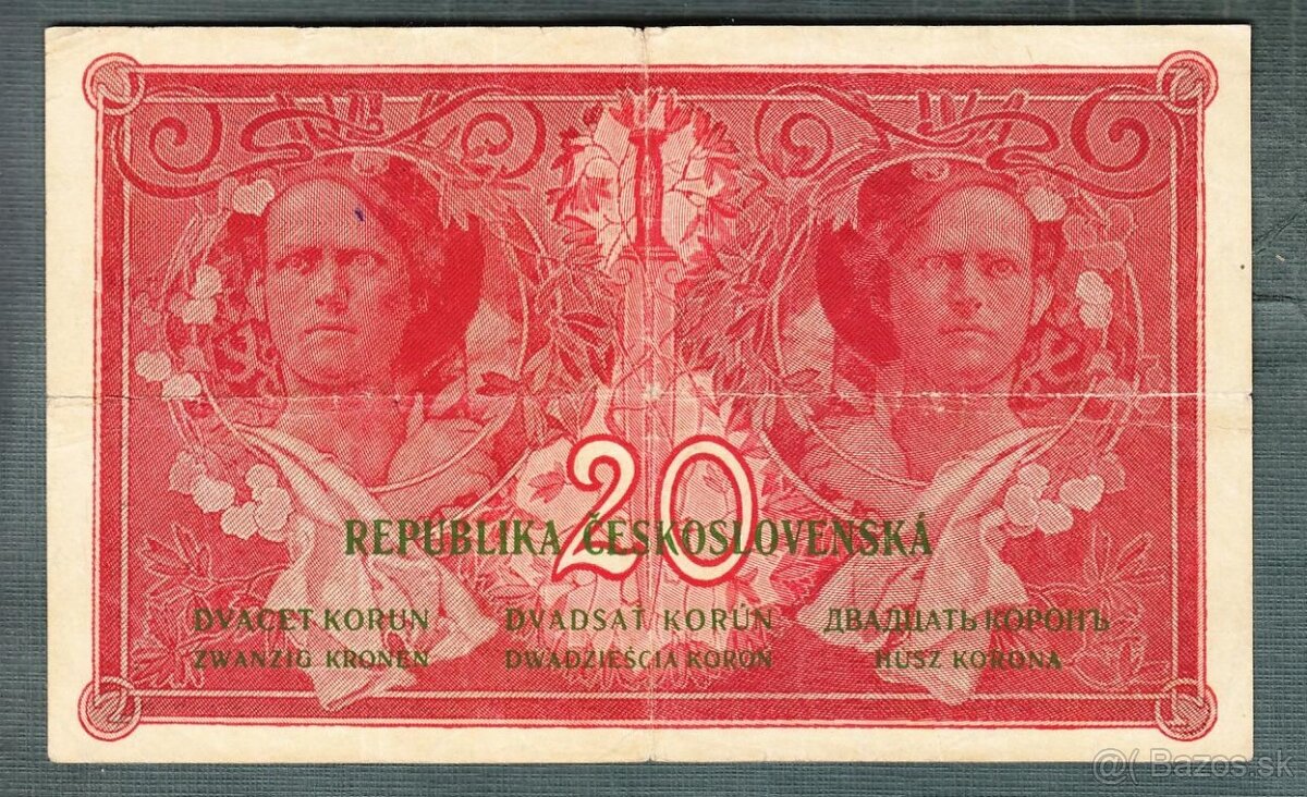 Staré bankovky 20 korun 1919 VZÁCNÁ