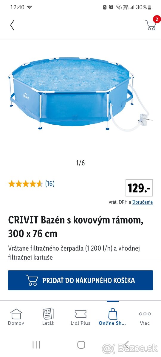 Nový bazén 300/76 cm z Lidla