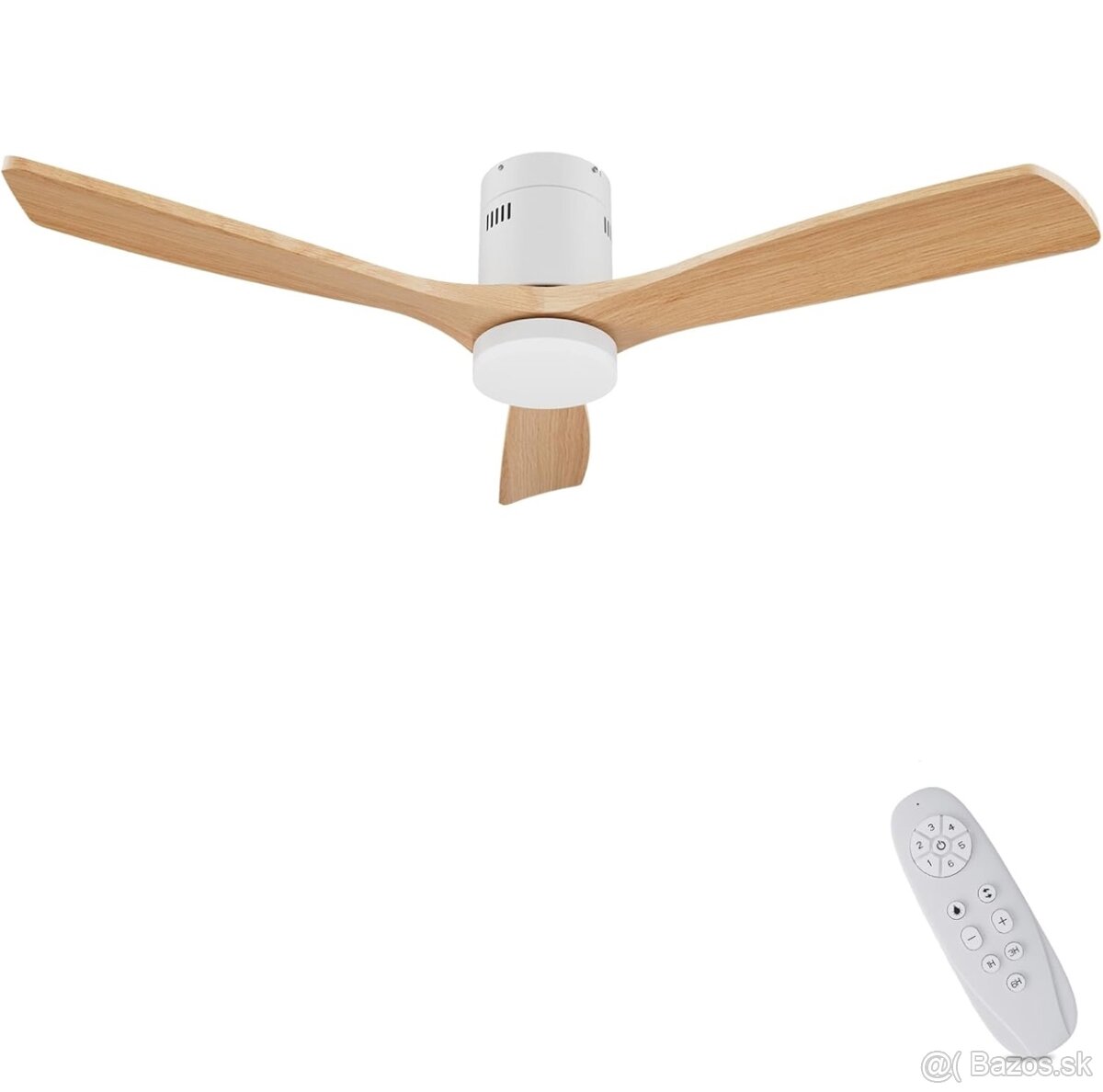Stropný ventilátor biely s drevom 132 cm vrátane LED