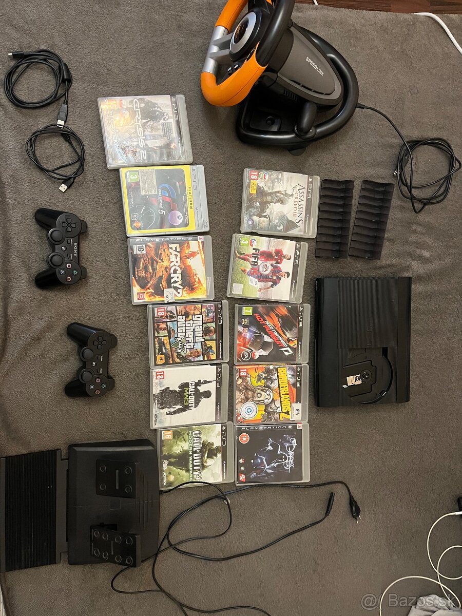 Predám ps3 z hrami volantom a pedálmi