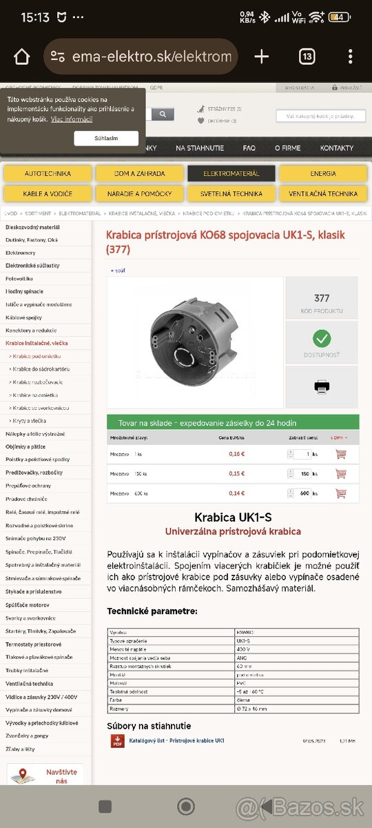Krabica pristrojova ko 68pod omietku kopos