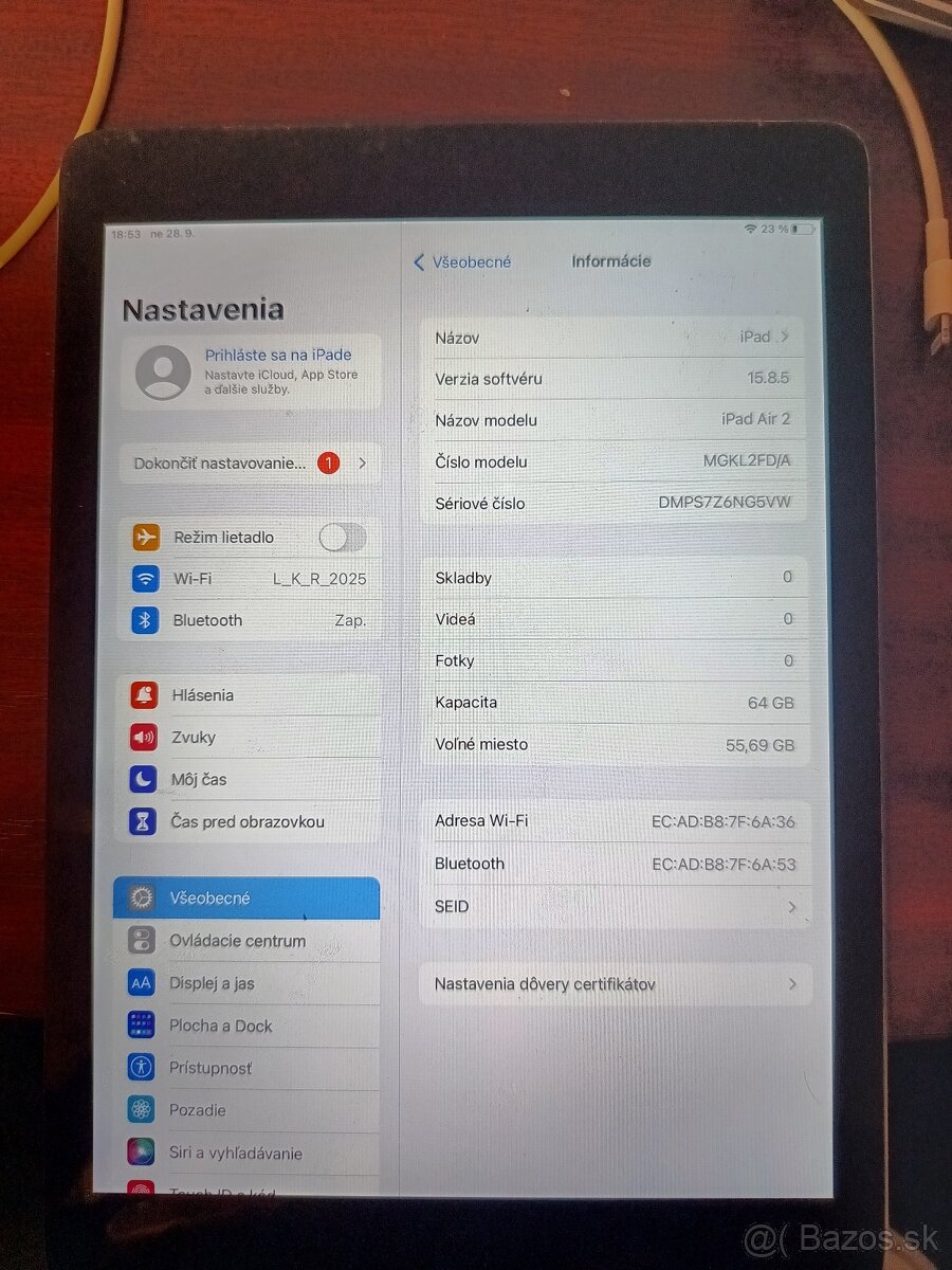 iPad Air 2 64GB/WIFI - odlepený display