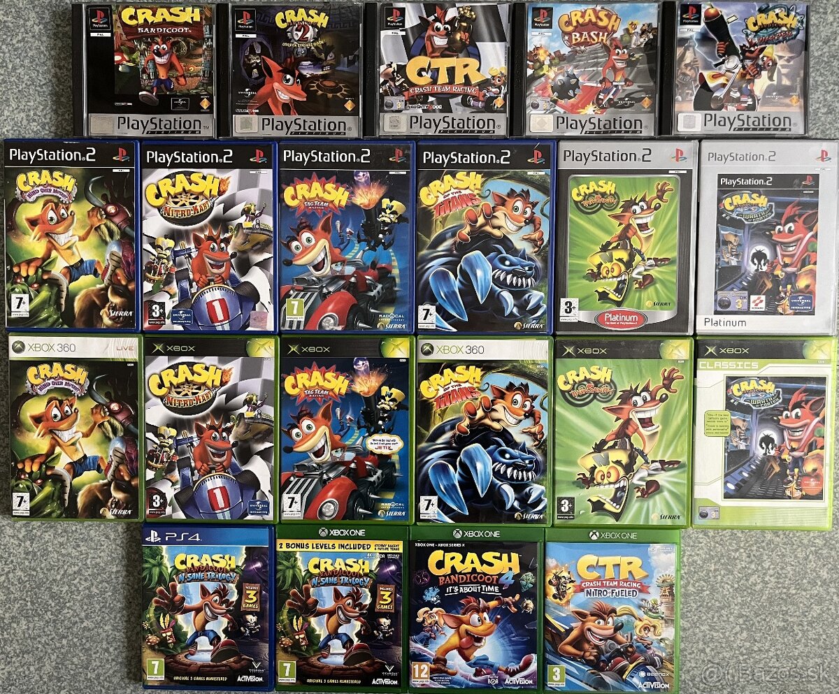 CRASH BANDICOOT na ps1, ps2, ps3, xbox, xbox360 VŠETKY ČASTI