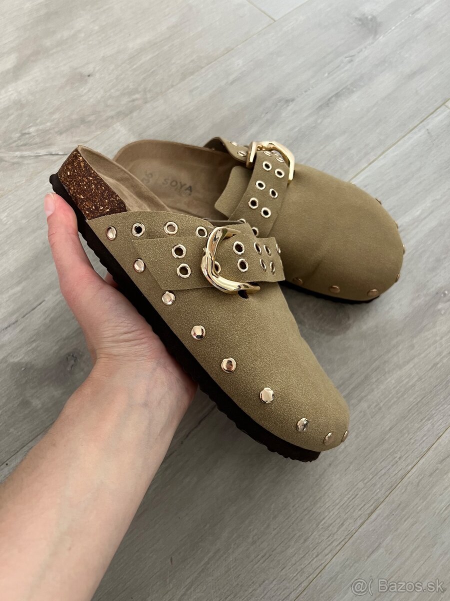 Našuchovacie khaki/olivové šľapky