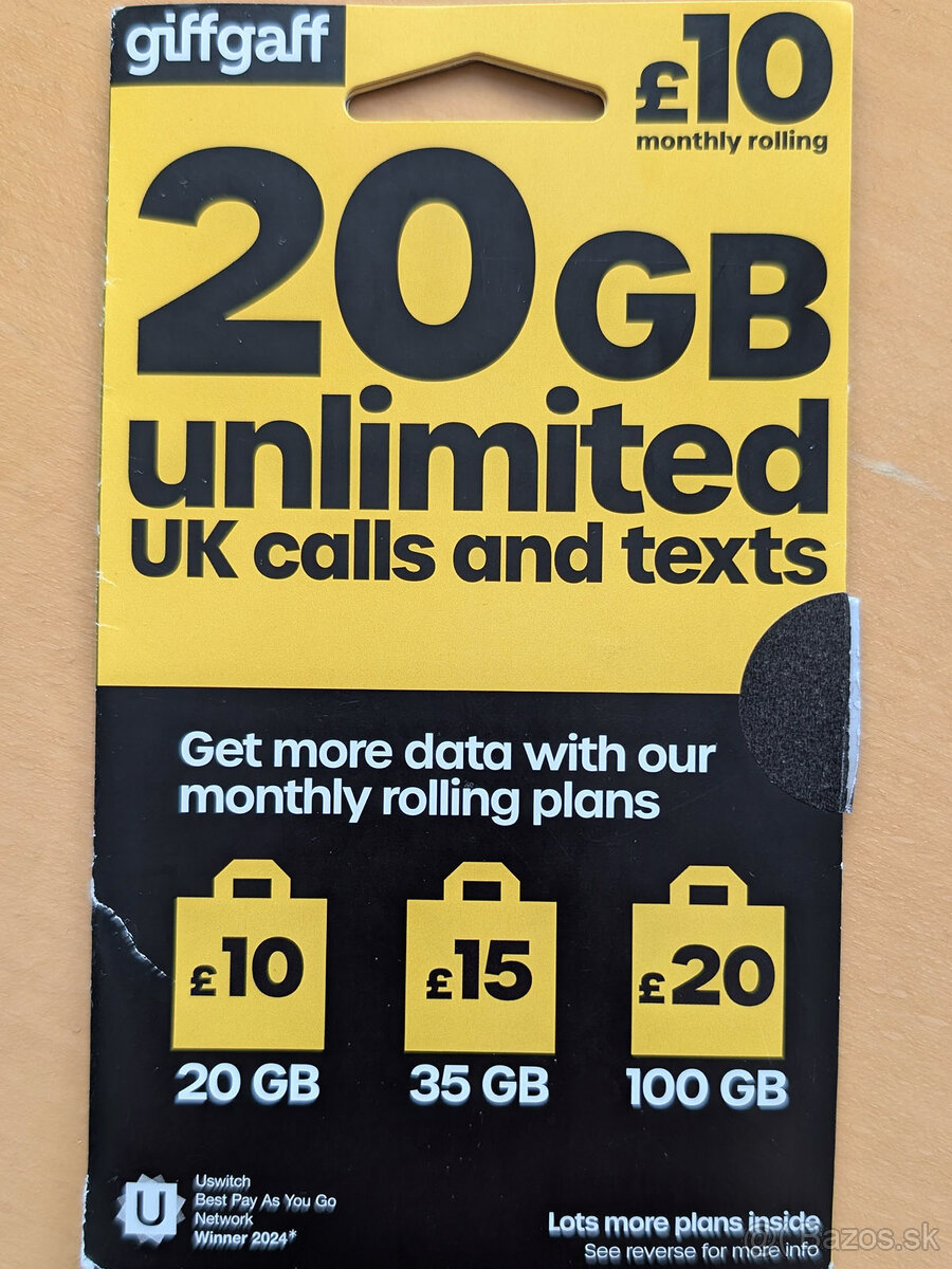 ✅ SIM karta Anglicko / UK neobmedzené min/sms + 15 GB dát ✅