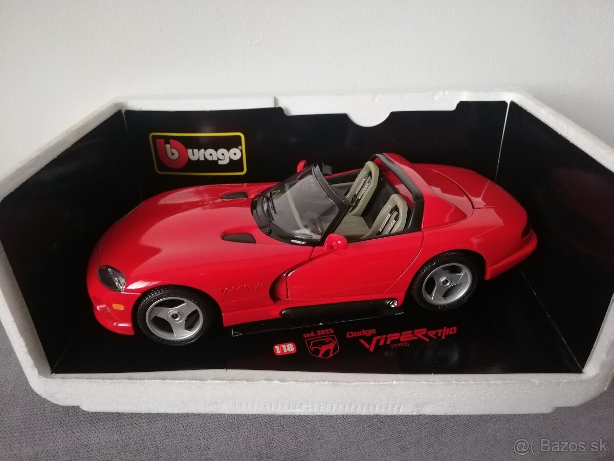 1:18 DODGE VIPER Bburago cervena, original krabica