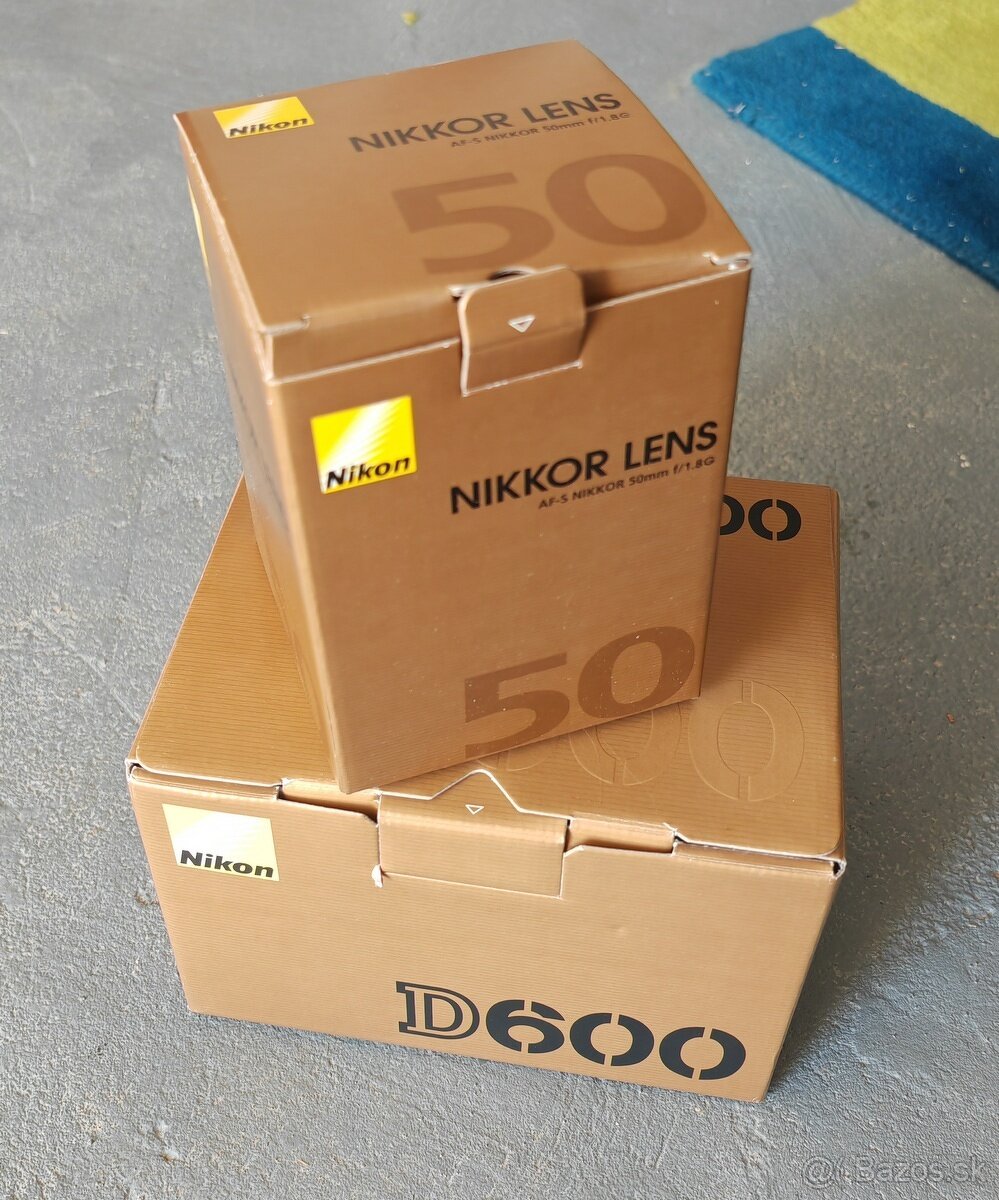 Originál krabica na Nikon D600 a 50mm objektív