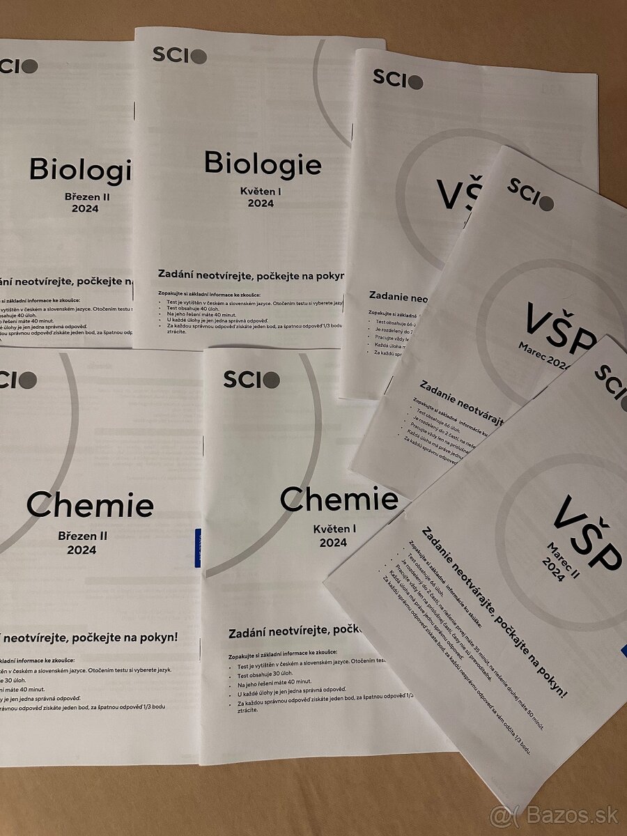 scio testy - biológia/biologie, chémia/chemie, všp