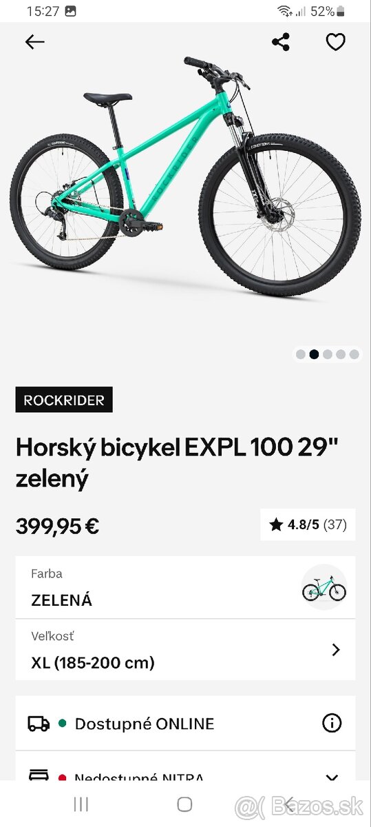 Bicykel expl 100 v zelenej farbe.