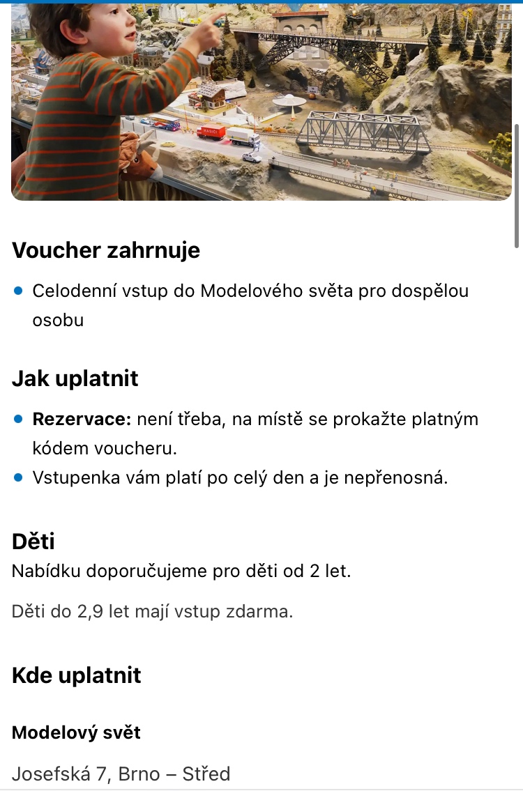 Celodenný vstup do Modelového sveta v Brne, 2 E/ks
