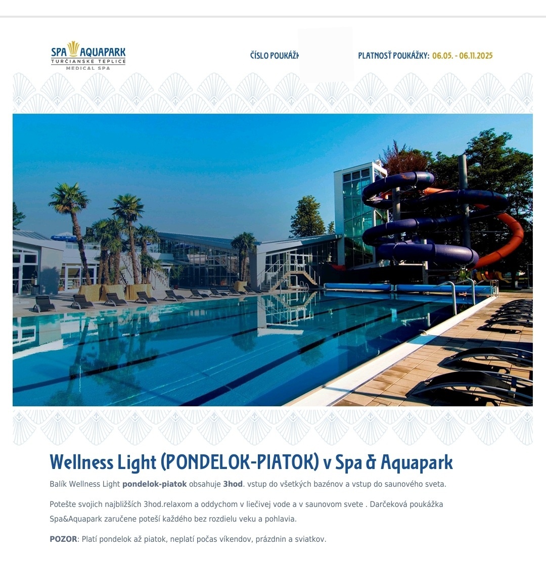 SPA Turčianské Teplice Wellness Light 3hod.