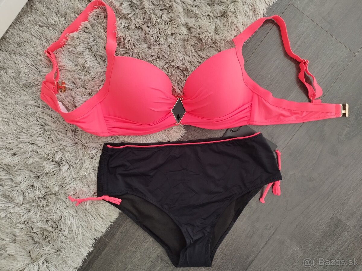 Dvojdielne plavky pre plnoštíhle.L-4XL.Koralové.POŠTA ZDARMA