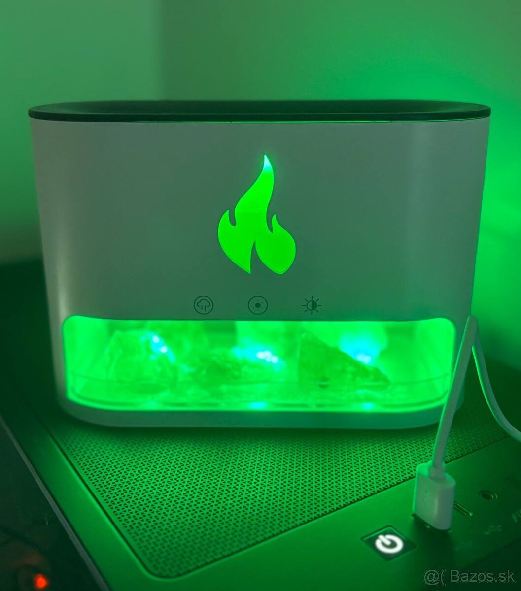 Himalájska soľná aromalampa so zvlhčovačom LED – BIELA