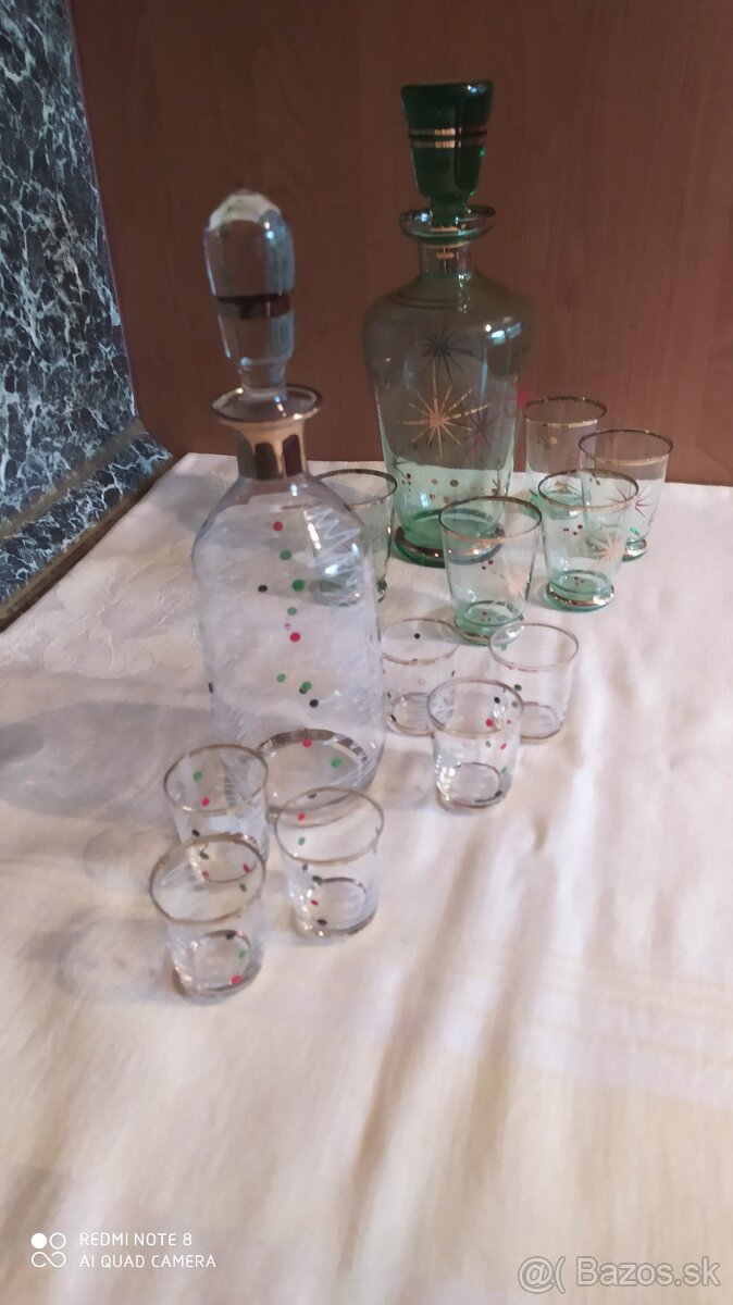 Art deco poháre s fľašou