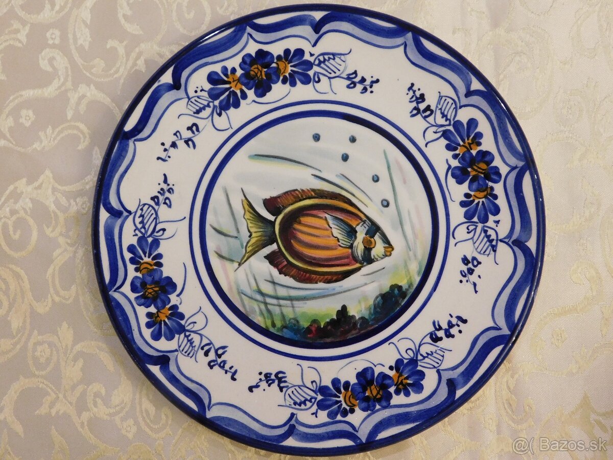 Vzácny vintage ručne maľovaný nástenný/dekoratívny tanier