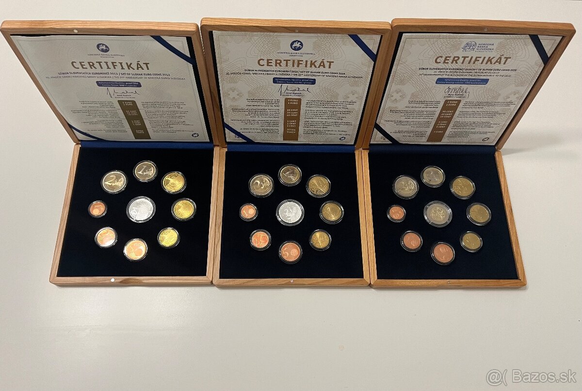 Sady minci NBS v drevenej kazete