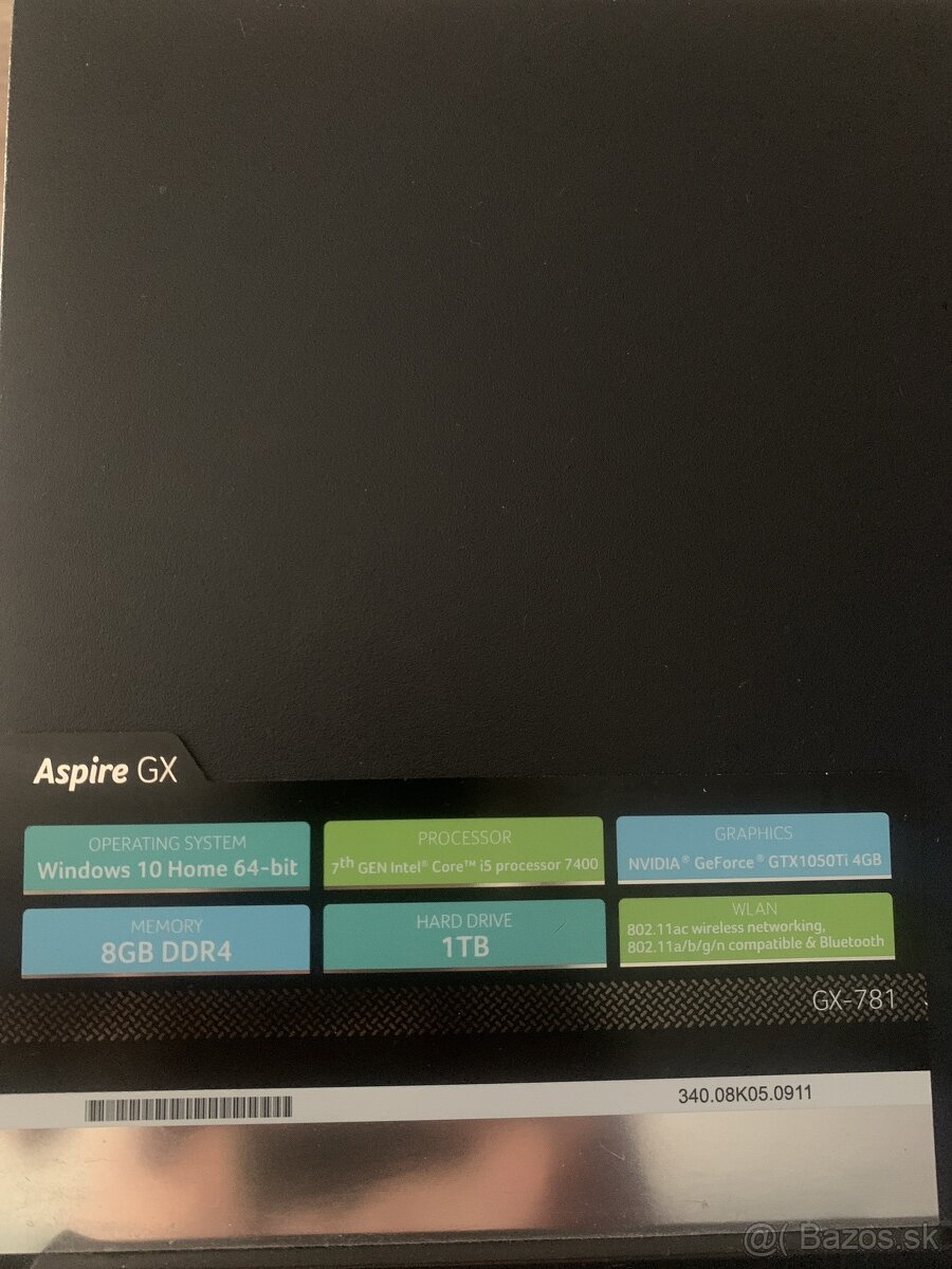 ACER pc i5-7400 cpu, gtx 1050Ti 4gb, Windows 10