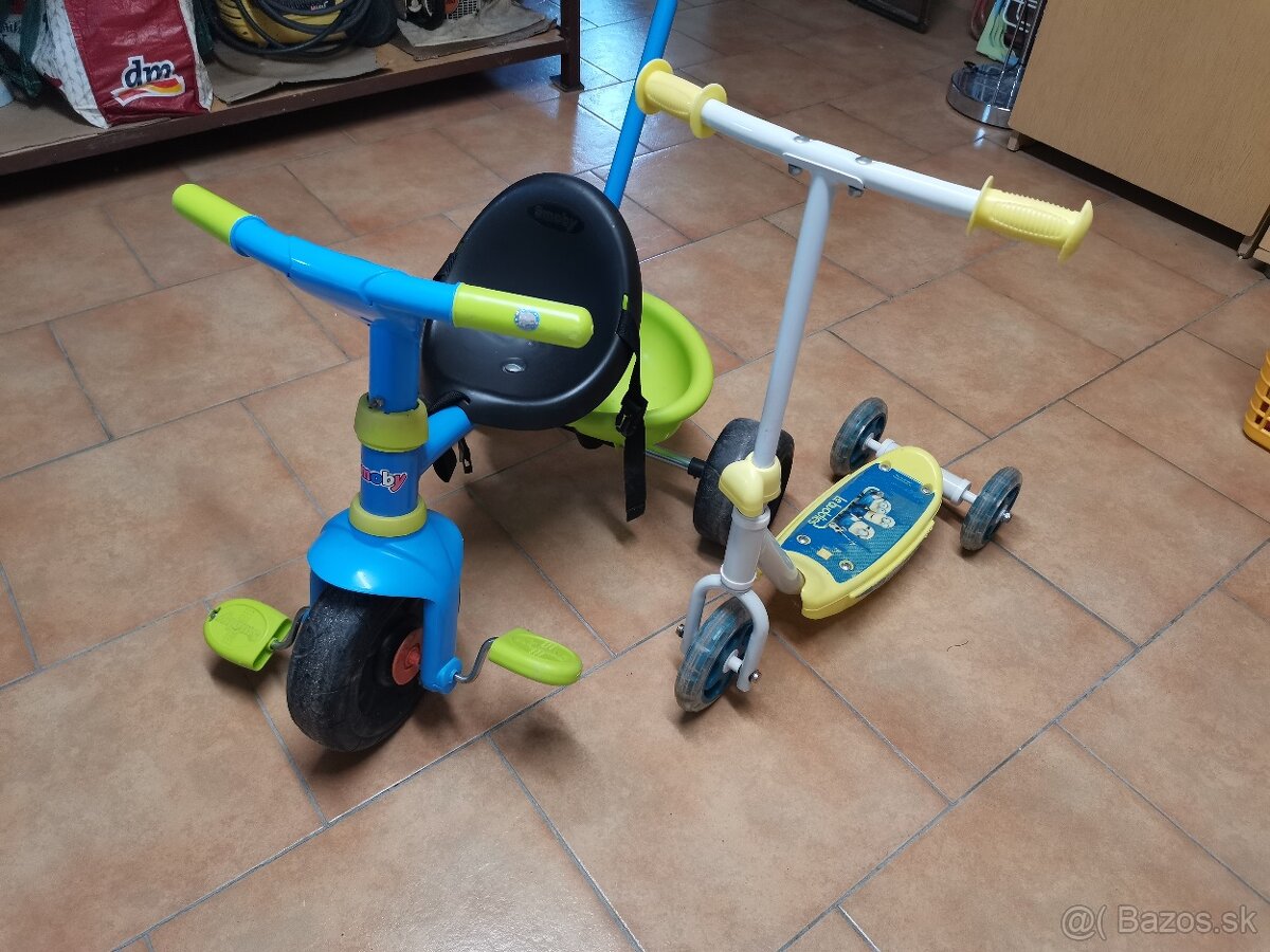 Trojkolka Smoby a kolobežka Mimoň