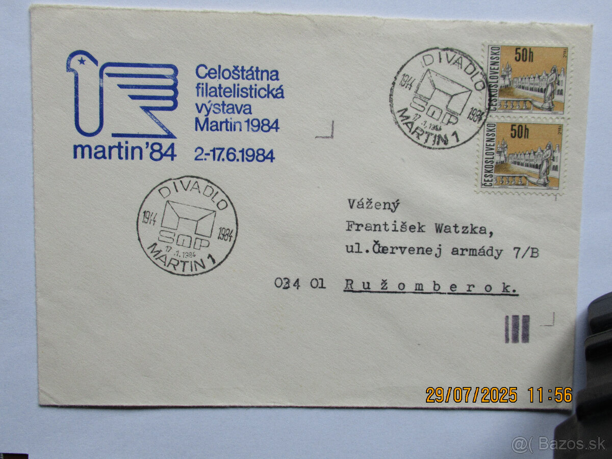 Predám obálky a poštové lístky s príležitostnými razítkami