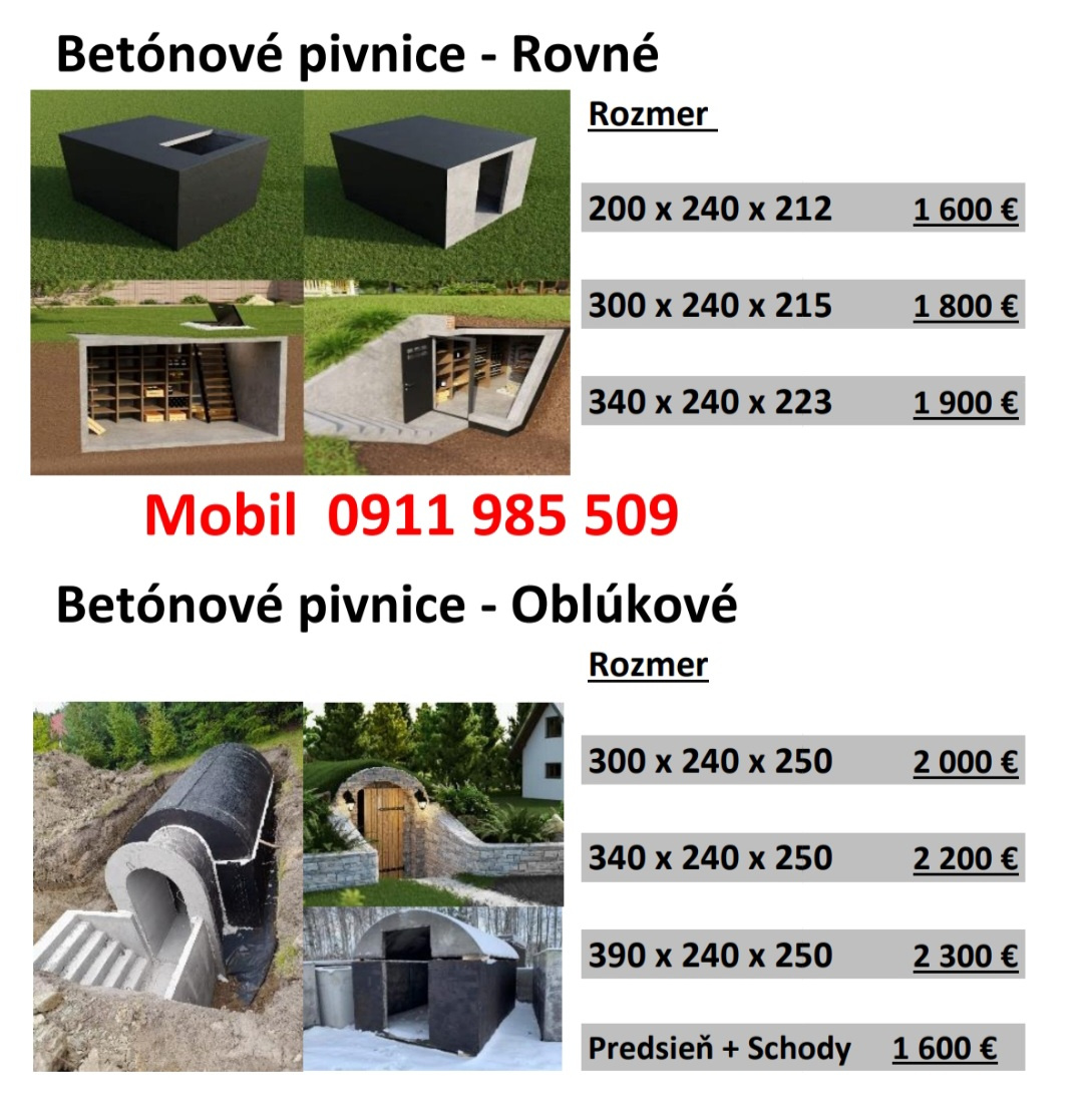 Betonove zumpy a pivnice s CE. Doprava zdarma