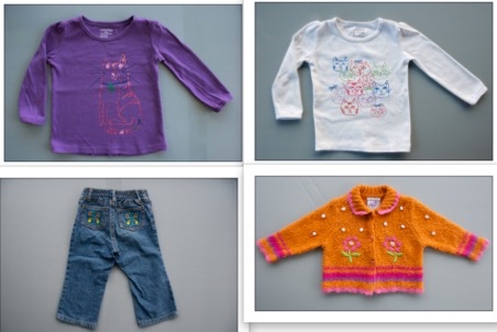 dievčenske trička, rifle, svetrik na 18-24m, 5ks