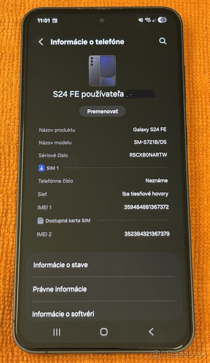 Samsung Galaxy S24 FE 265GB + záruka 1 rok