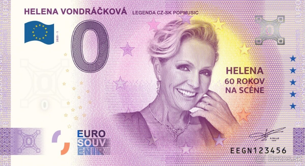 0 € / 0 euro souvenir bankovky HELENA VONDRÁČKOVÁ