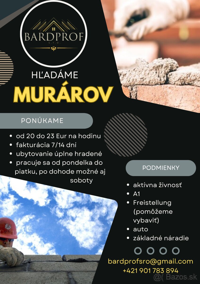 PONUKA PRÁCE- MURÁRI