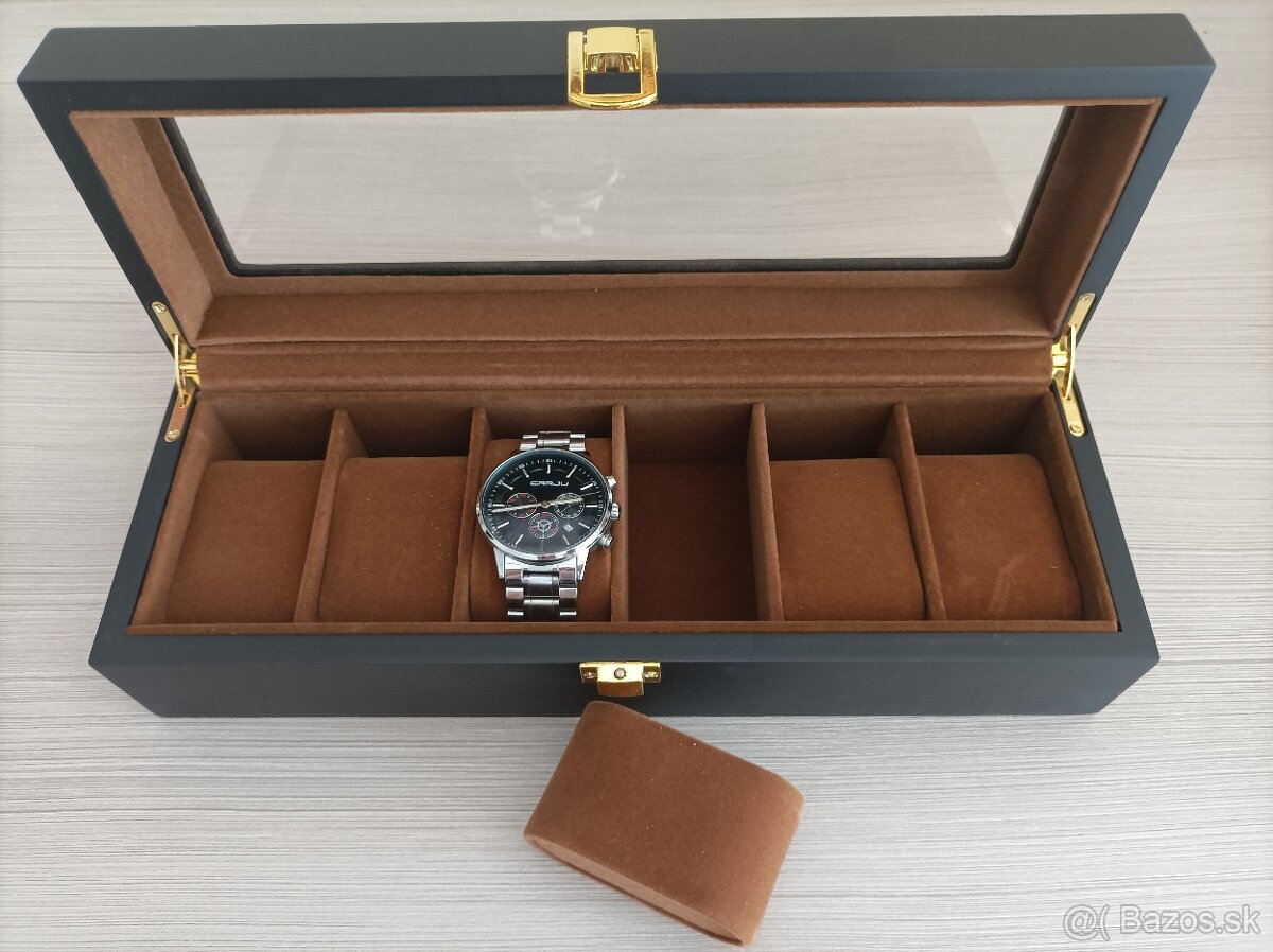 Krabička na hodinky [čierno–hnedá]