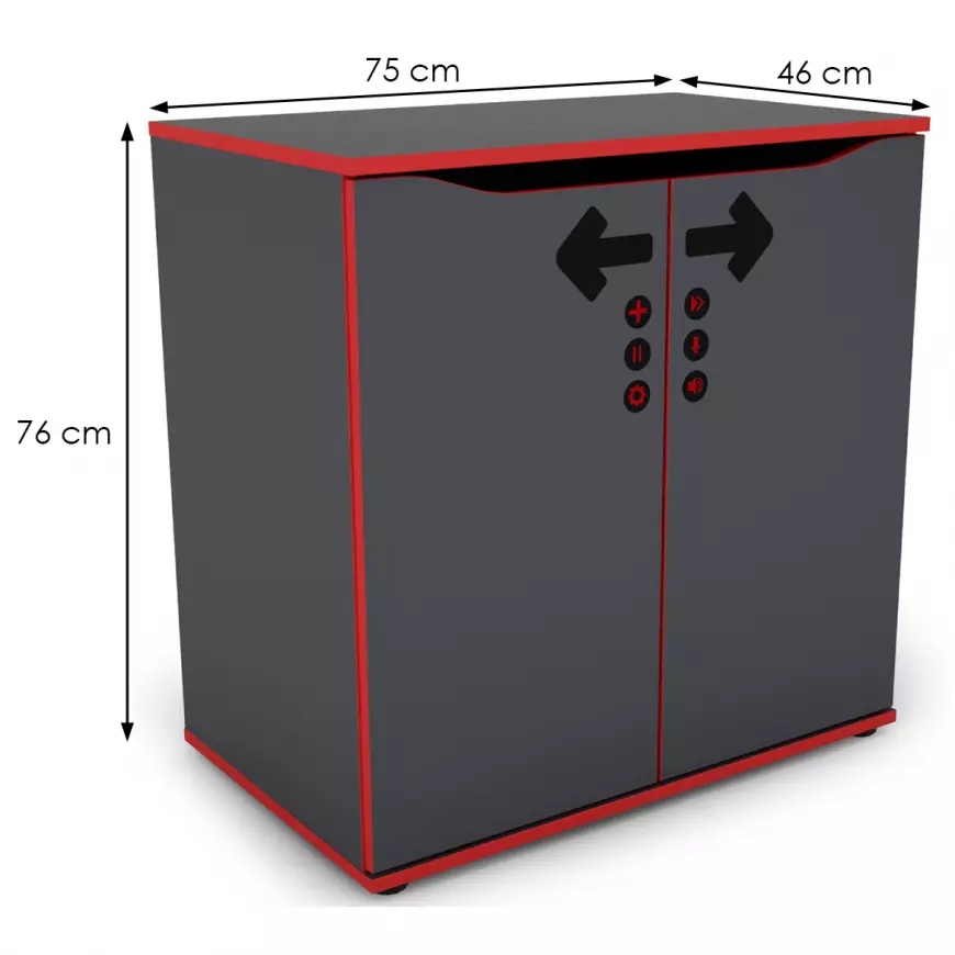 Komoda Matrix 75 2d grafit/červená