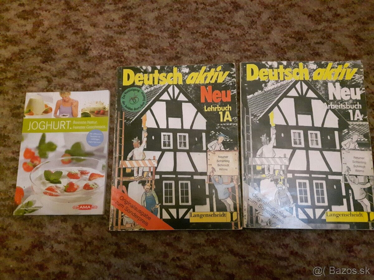 Učebnice nemčiny a jogurtová kucharka