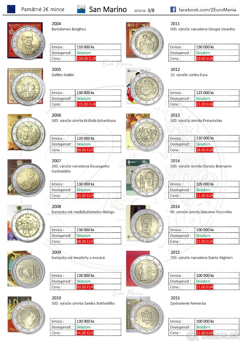 2 euro mince San Maríno