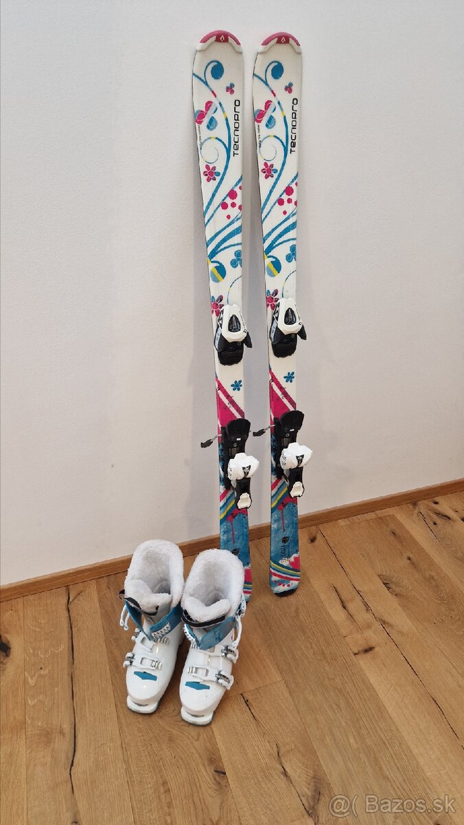 Detské lyže 130 cm + lyžiarky