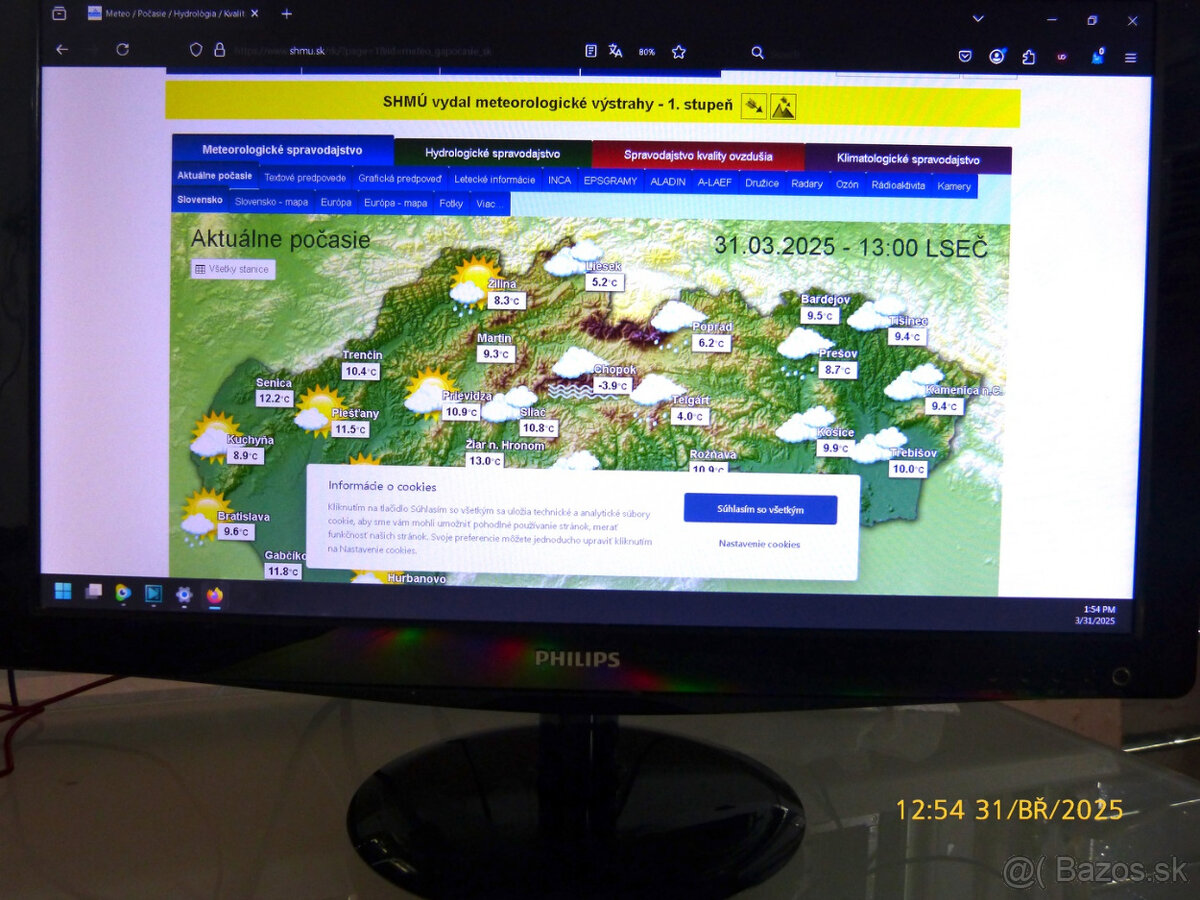 22"fullhd led lcd Philips s vga a dvid a audio vstupom 30e