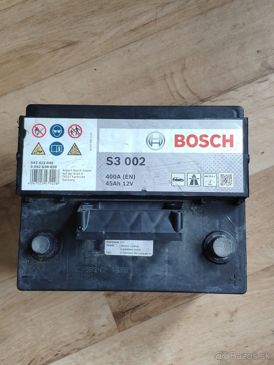 Autobatéria Bosch 12V 45Ah 400A,Bosch S3 002