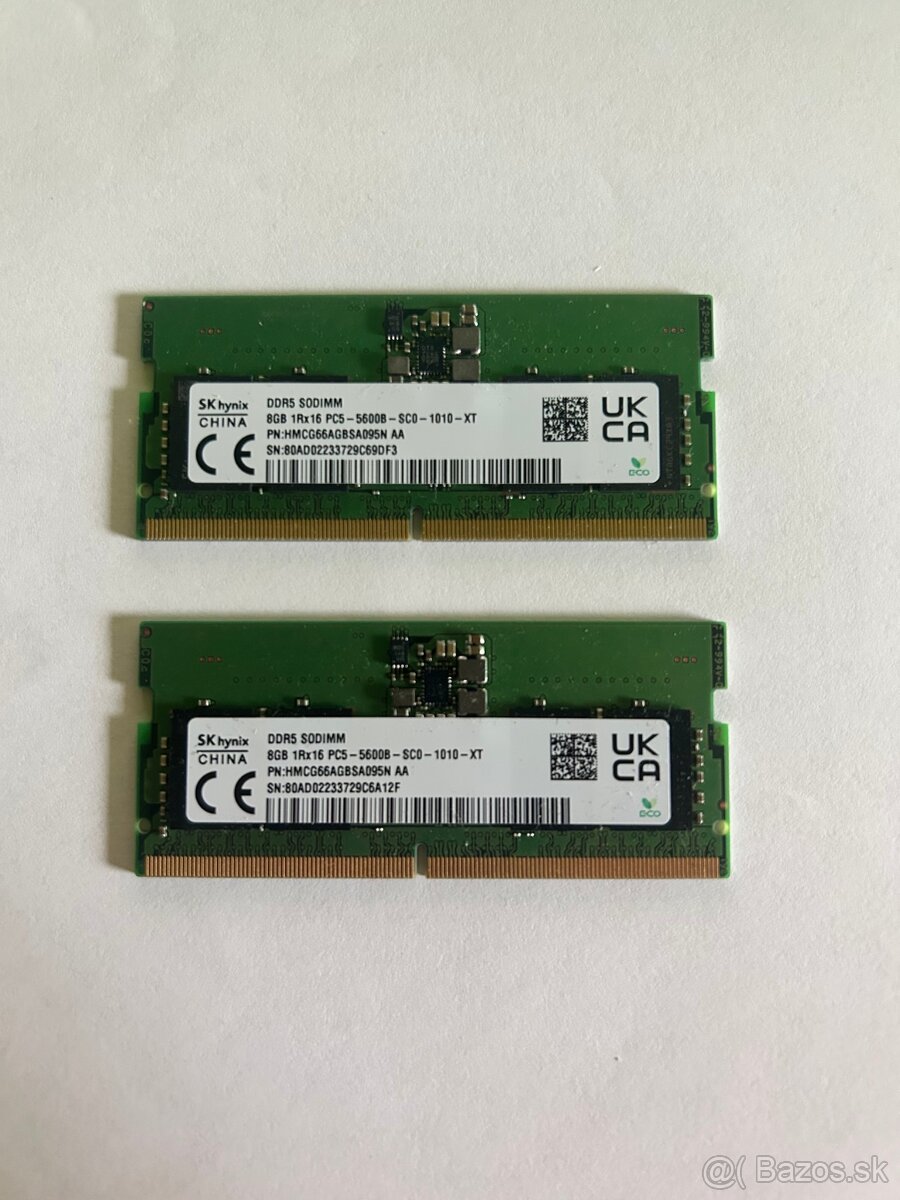 Predám 2ks DDR5 SODIMM 8GB RAM 5600MHz