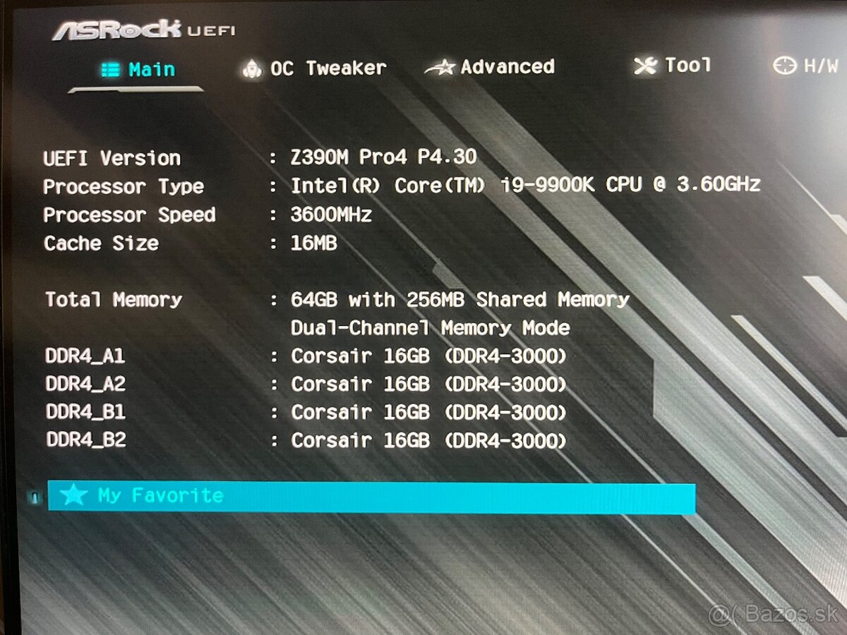 Počítač s Intel I-9900k a 64GB RAM