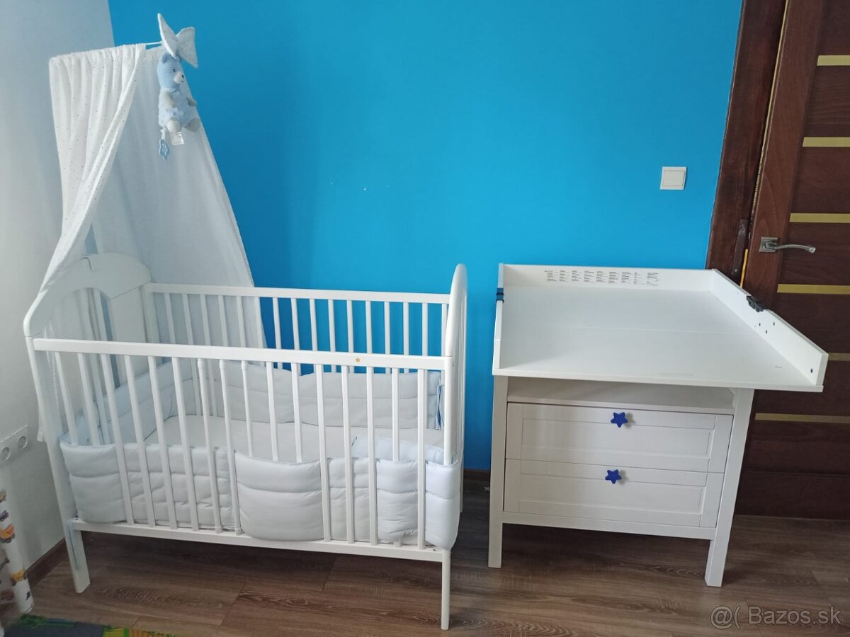 Predám detskú postieľku a prebalovaci pult