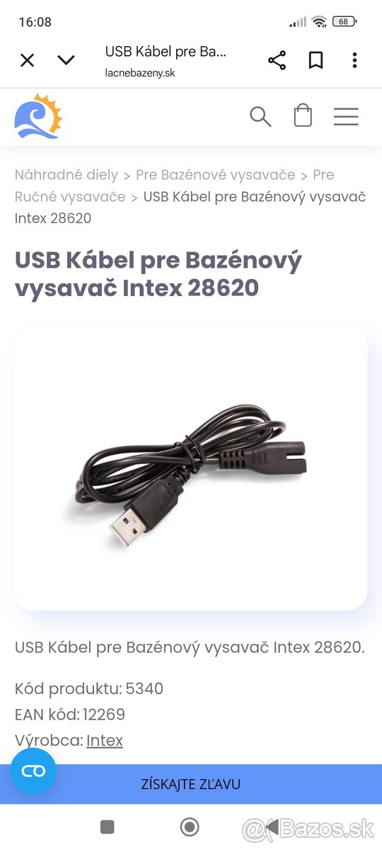 Usb kábel k vysavacu