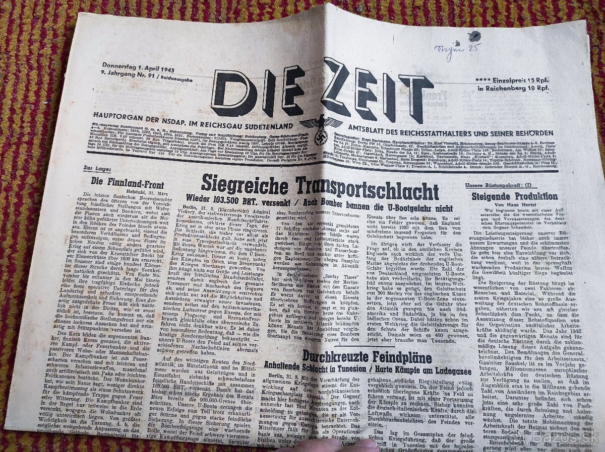 Nemecké noviny z roku 1943