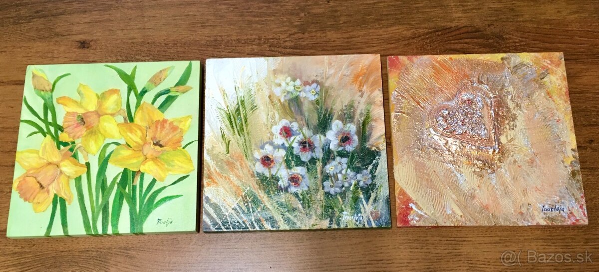 Maľované obrazy 3ks, dekor, originál