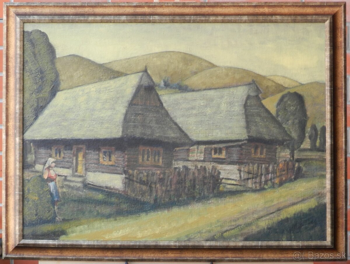Ladislav Záborsky-V dedine olejomalba