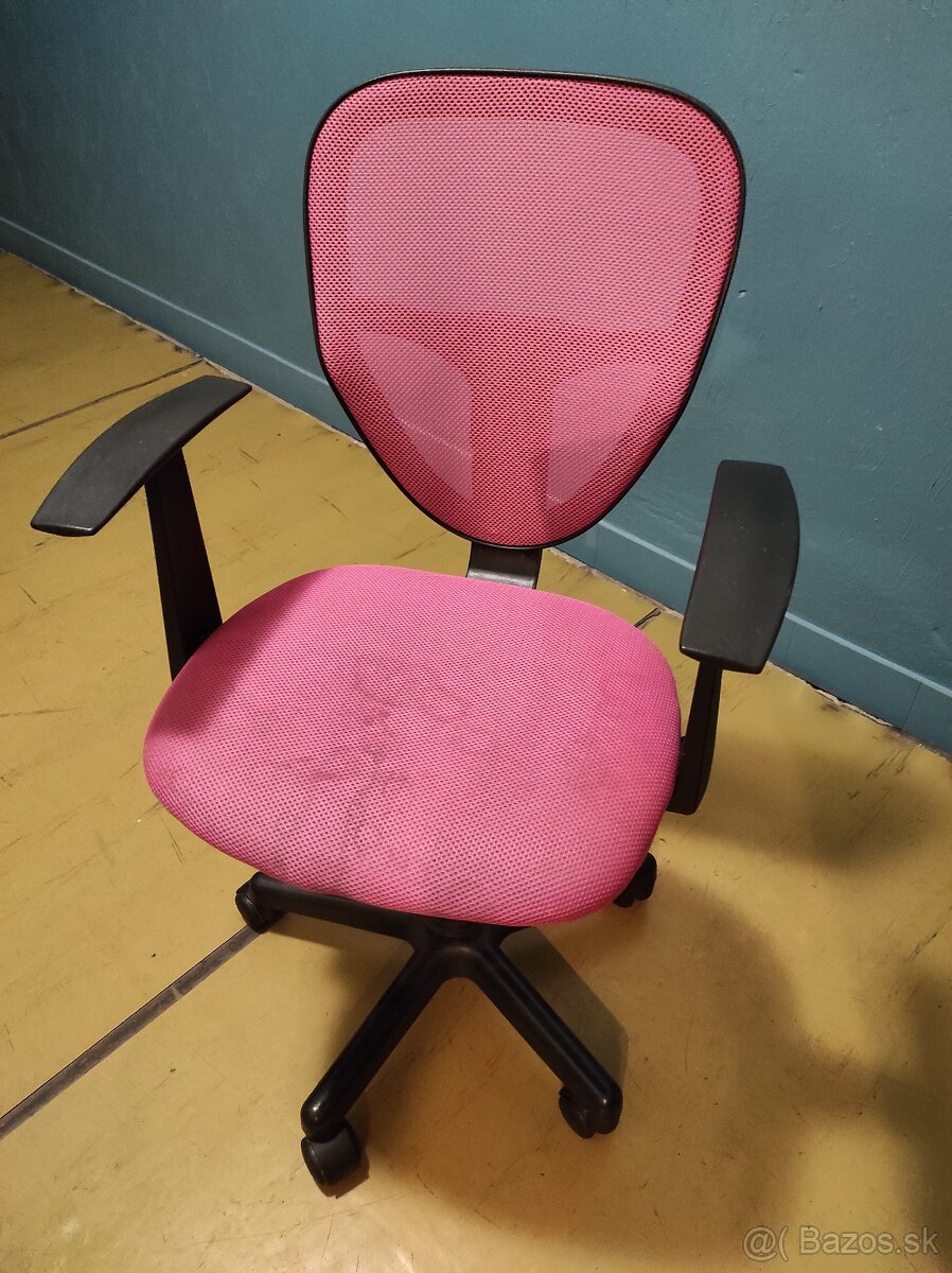 kancelárska stolička detská ružová