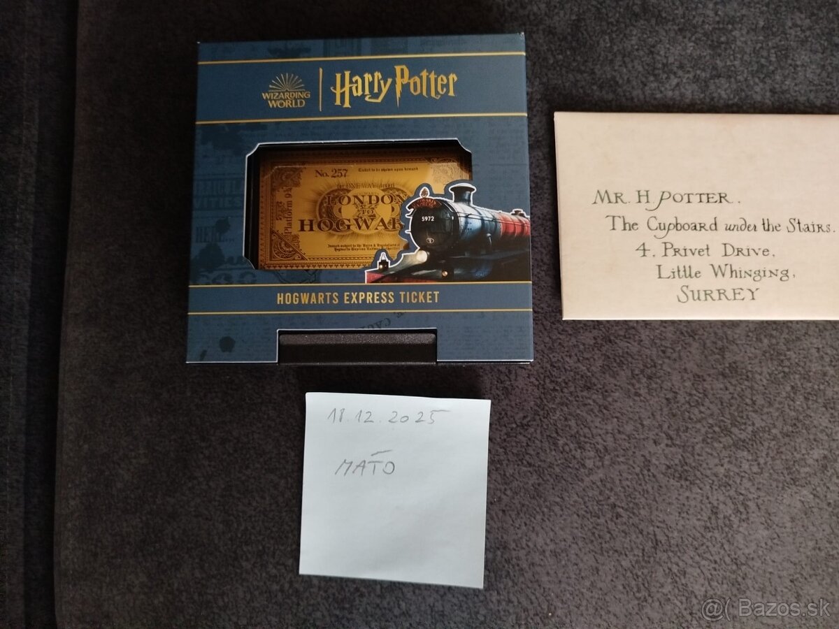 zlato striebro minca proof Harry Potter zlatý lístok