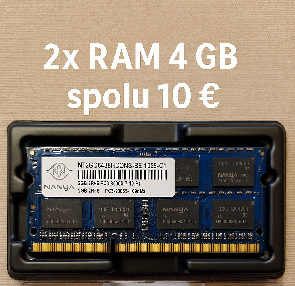 Predám 2x RAM do notebooku - 2 GB DDR3