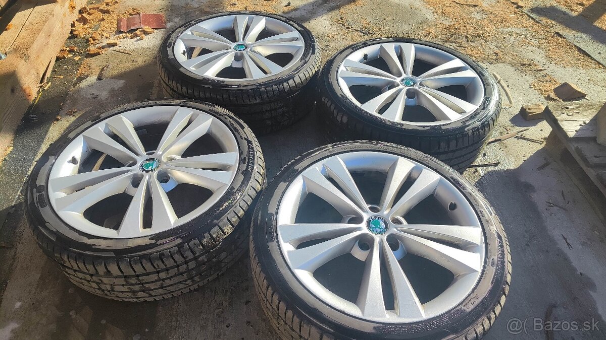 5x112 R18 Škoda elektróny+ zánovné pneu 225/40 r18