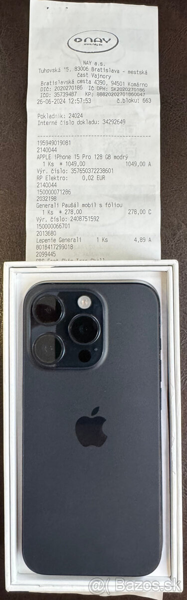 Apple iPhone 15 Pro 128GB 95% bateria